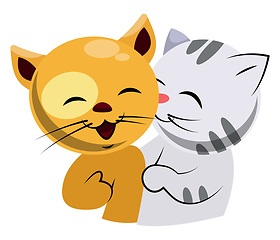 Image showing Yellow and white cat in love illustration vector on white backgr