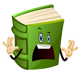 Image showing Green book is scared, illustration, vector on white background.