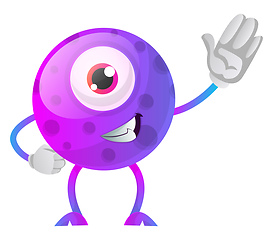 Image showing One eyed purple monster waving illustration vector on white back