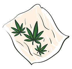 Image showing Marijuana leaves on a rolling paper illustration vector on white