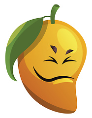 Image showing Mango cartoon face not feeling good illustration vector on white