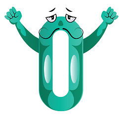 Image showing Green monster in number zero shape with hands up illustration ve
