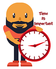 Image showing Man with big clock, illustration, vector on white background.