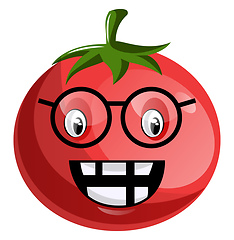 Image showing Cartoon tomato wearing glasses illustration vector on white back