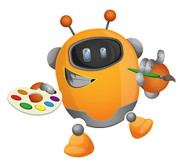 Image showing Cartoon robot painter illustration vector on white background