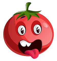Image showing Red tomato sticking his tongue out illustration vector on white 