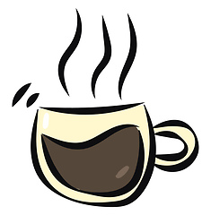 Image showing Coffee icon/Evening coffee time/Coffee cup with steaming hot cof