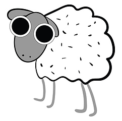 Image showing A cute white sheep vector or color illustration