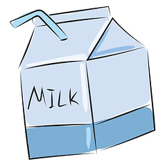 Image showing Milk with straw vector or color illustration