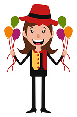 Image showing The little cute guy holding a bunch of balloons illustration vec