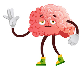 Image showing Brain is feeling sleepy, illustration, vector on white backgroun