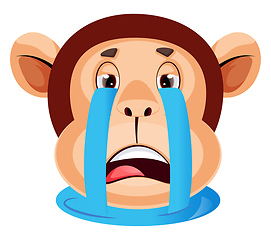 Image showing Monkey is crying, illustration, vector on white background.