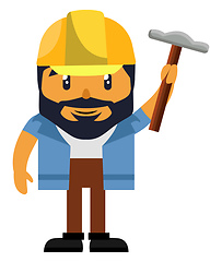 Image showing ,Man with hammer illustration, vector on white background.