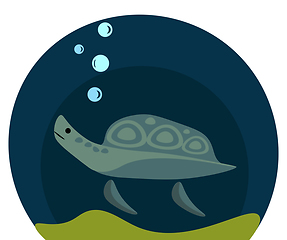 Image showing A swimming sea turtle vector or color illustration