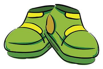 Image showing Drawing of a pair of green shoes isolated on a white background 