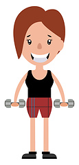 Image showing Young woman working out with a set of weights illustration vecto