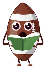 Image showing Rugby ball is holding book, illustration, vector on white backgr