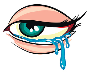 Image showing Illustration of a crying eye White background 