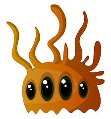 Image showing Four-eyed orange monster with a horn illustration vector on whit