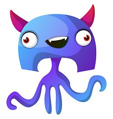 Image showing Blue monster with pink hornes illustration vector on white backg