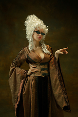 Image showing Medieval young woman in old-fashioned costume