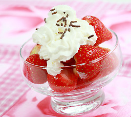 Image showing Strawberries with cream