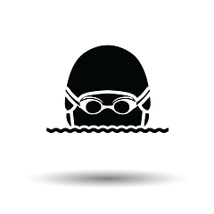 Image showing Swimming man head icon