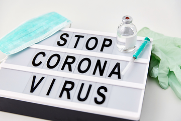 Image showing lightbox with stop coronavirus caution words