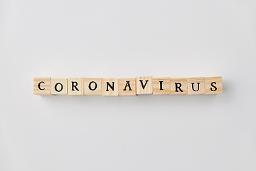 Image showing coronavirus word on wooden toy blocks on white