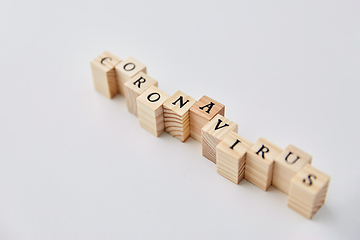 Image showing coronavirus word on wooden toy blocks on white