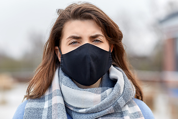 Image showing woman wearing protective reusable barrier mask