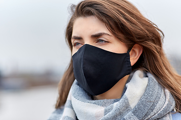 Image showing woman wearing protective reusable barrier mask