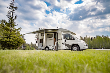 Image showing Family vacation travel RV, holiday trip in motorhome