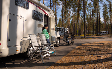 Image showing Family vacation travel RV, holiday trip in motorhome