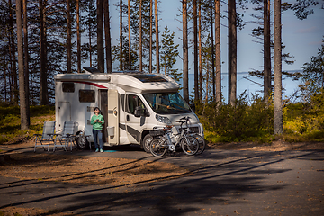 Image showing Family vacation travel RV, holiday trip in motorhome