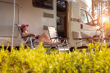 Image showing Family vacation travel RV, holiday trip in motorhome