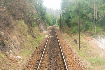 Image showing Railroad track, train point of view