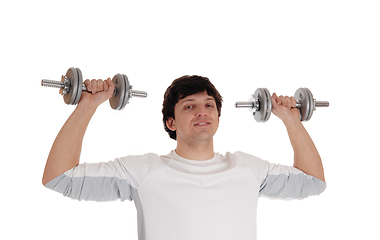 Image showing Close up of weight lifting young man