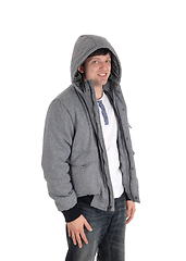 Image showing Caucasian young man standing in a hoody