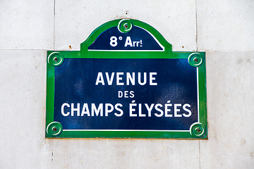 Image showing Avenue des Champs Elysees street sign, Paris, France