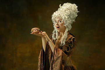 Image showing Medieval young woman in old-fashioned costume