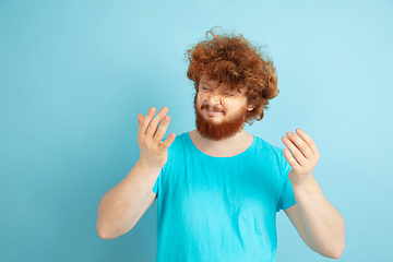 Image showing Portrait of young caucasian man in his beauty day and skin care routine