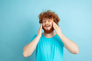 Image showing Portrait of young caucasian man in his beauty day and skin care routine