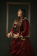 Image showing Medieval young woman in old-fashioned costume