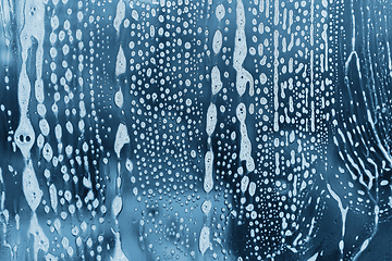 Image showing Natural texture with soap foam pattern on glass