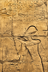 Image showing Ancient wall with Egyptian hieroglyphs in the Karnak Temple