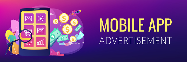 Image showing App monetization concept banner header.