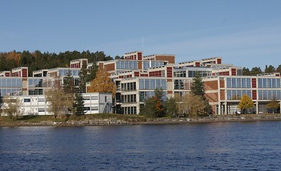 Image showing Office building near the fjord. 