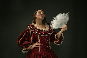 Image showing Medieval young woman in old-fashioned costume