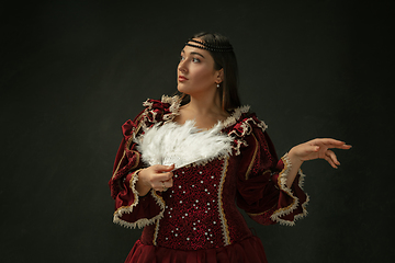 Image showing Medieval young woman in old-fashioned costume